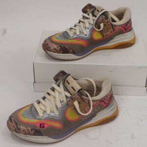 🌺 Gucci Ultrapace Women's Sneaker Gray Pink Tejus Printed Size 37
